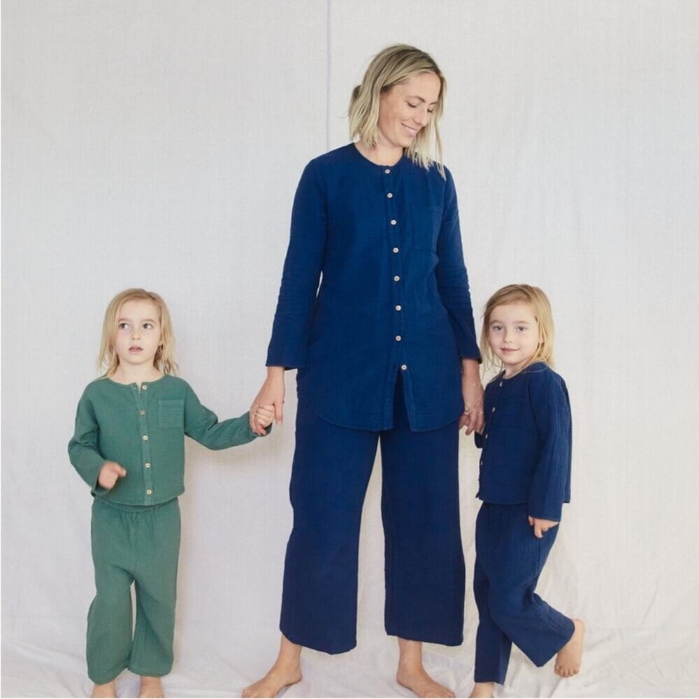 Sister Katie Blue Sally Cotton Gauze Buttom Down Top